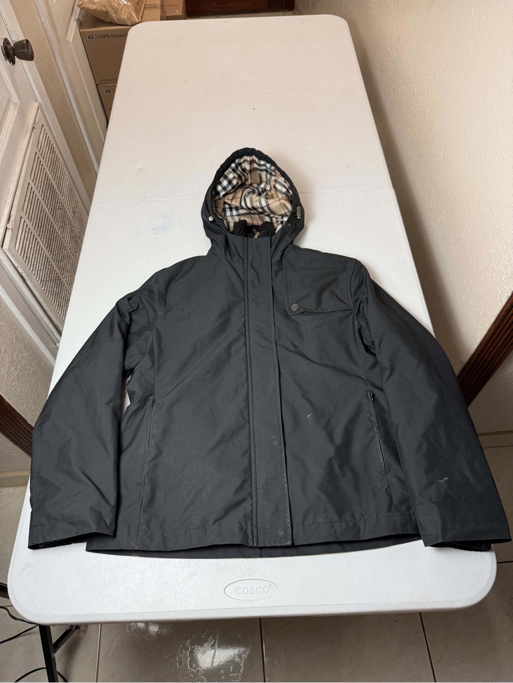 Burberry London vintage nova check hooded jacket Sz M